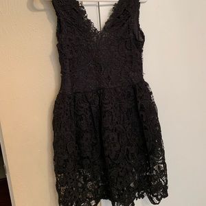 Black lace mini dress